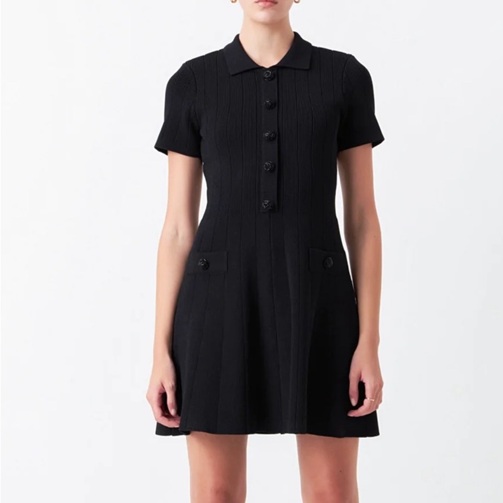 JEWEL BUTTONED KNIT MINI DRESS